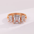 Custom double radiant diamond contour band with twin radiant stones