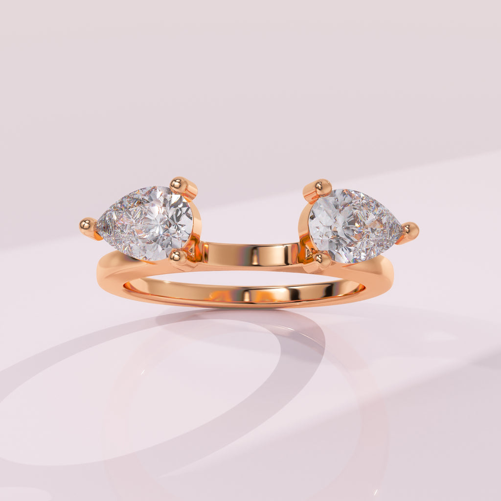 Custom pear diamond contour band for bridal ring stacking and solitaire rings