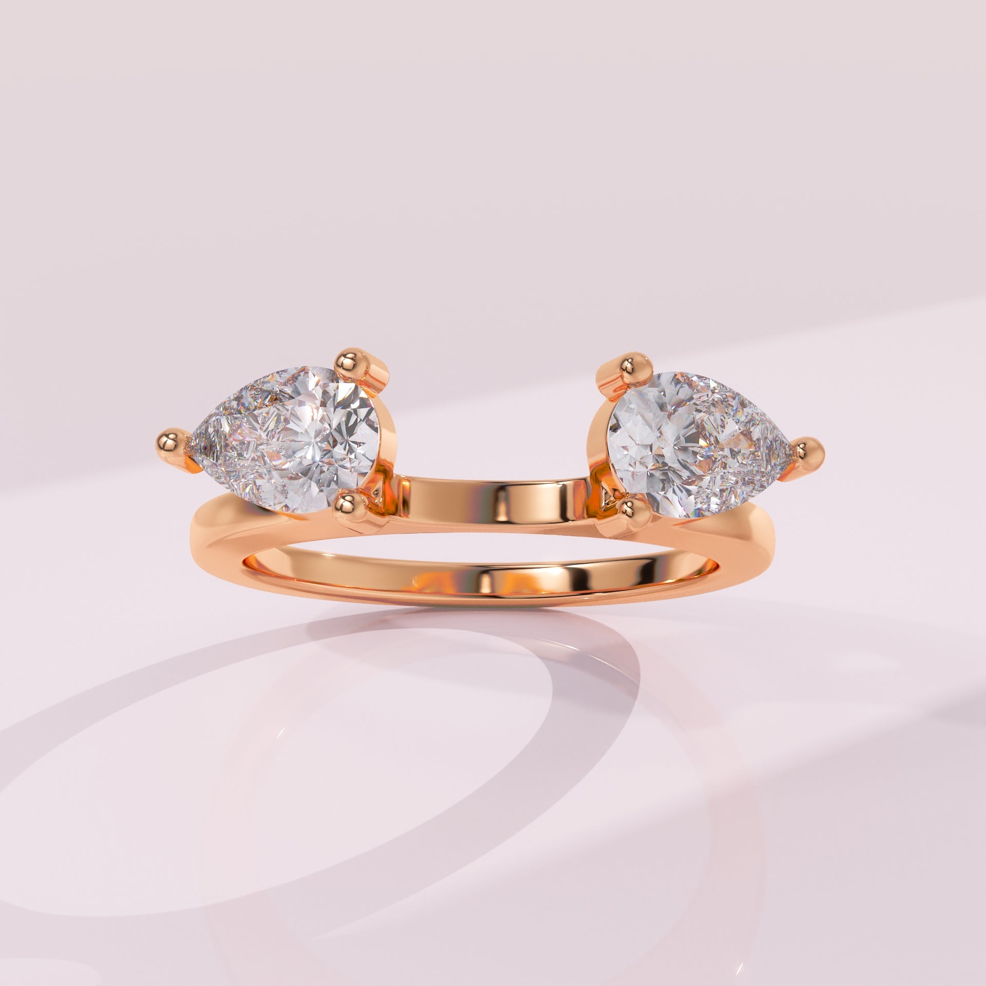Custom pear diamond contour band for bridal ring stacking and solitaire rings