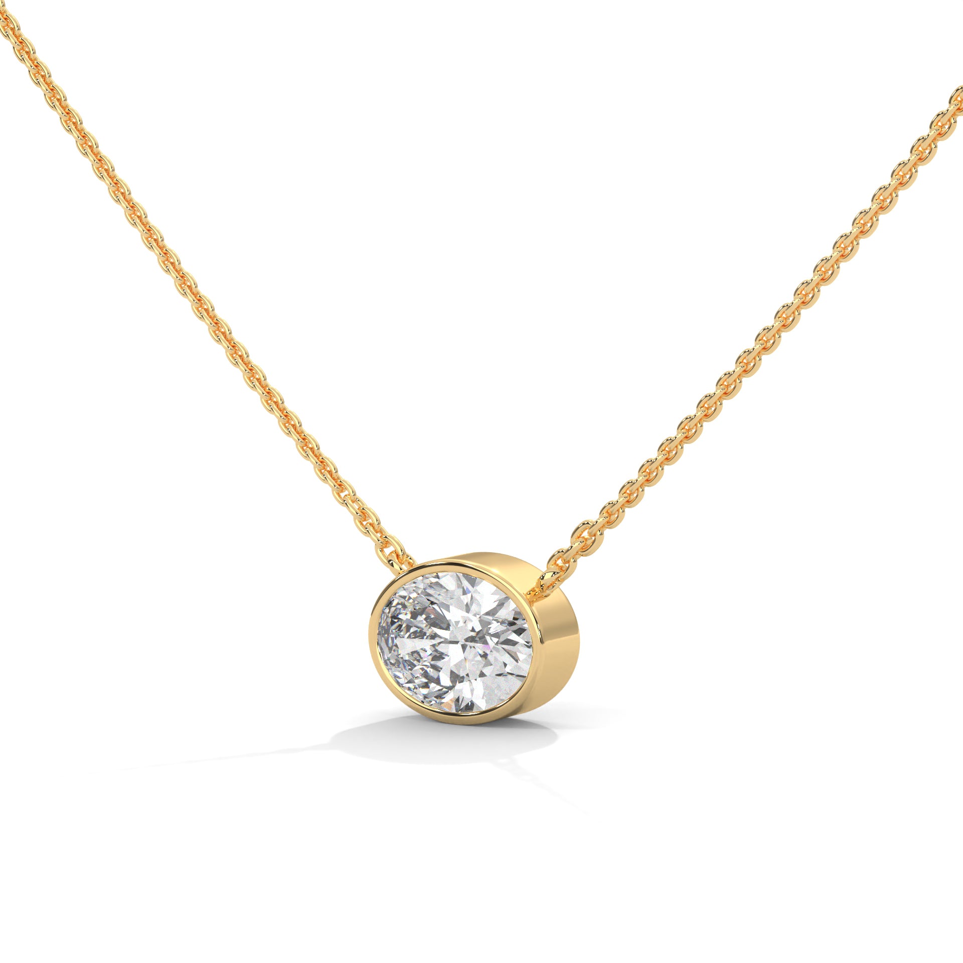 East West Oval Lab created Diamond Pendent in Gold