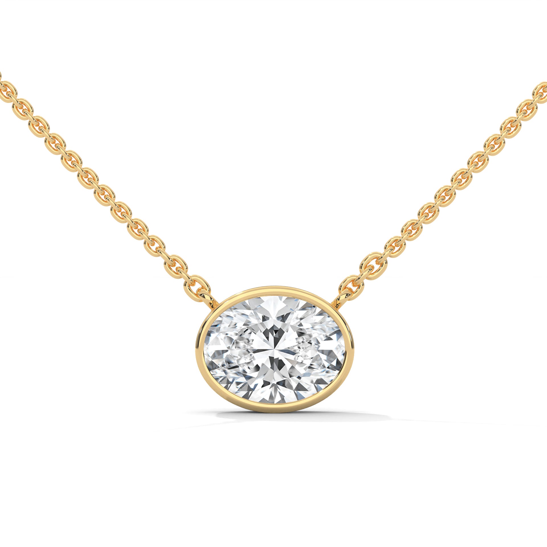 East West Emerald Cut Diamond Solitaire Pendant