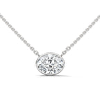 East West Oval Cut Diamond Pendant in White Gold