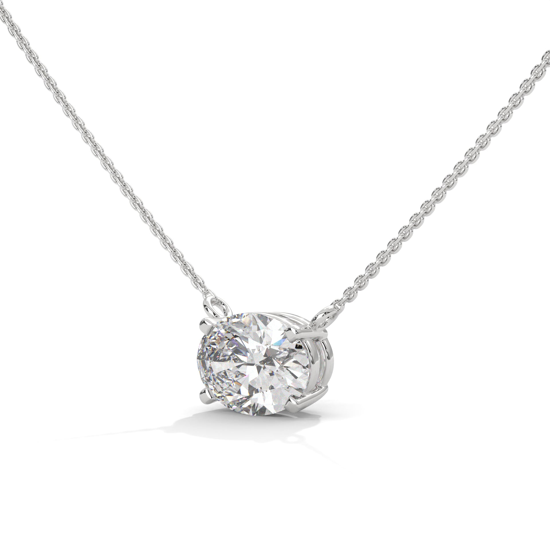 East West Oval Diamond Pendant in Lab-Grown Style