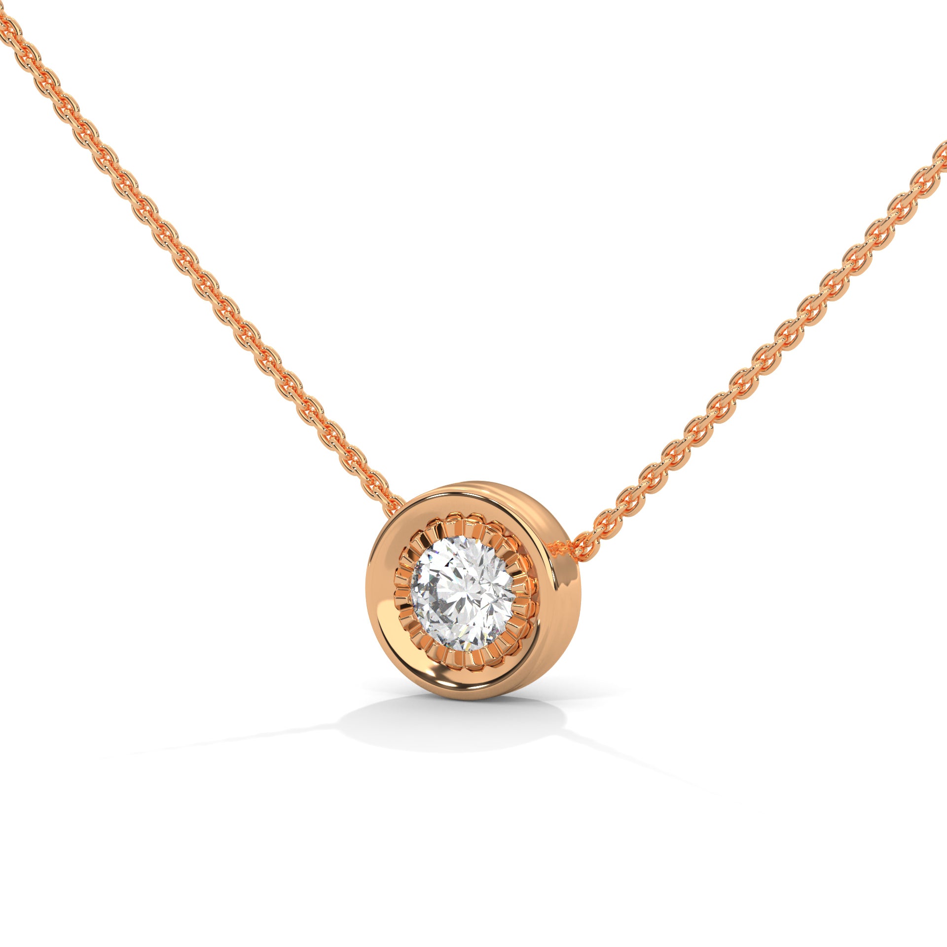 Elegant Round Cut Diamond Bezel Pendant