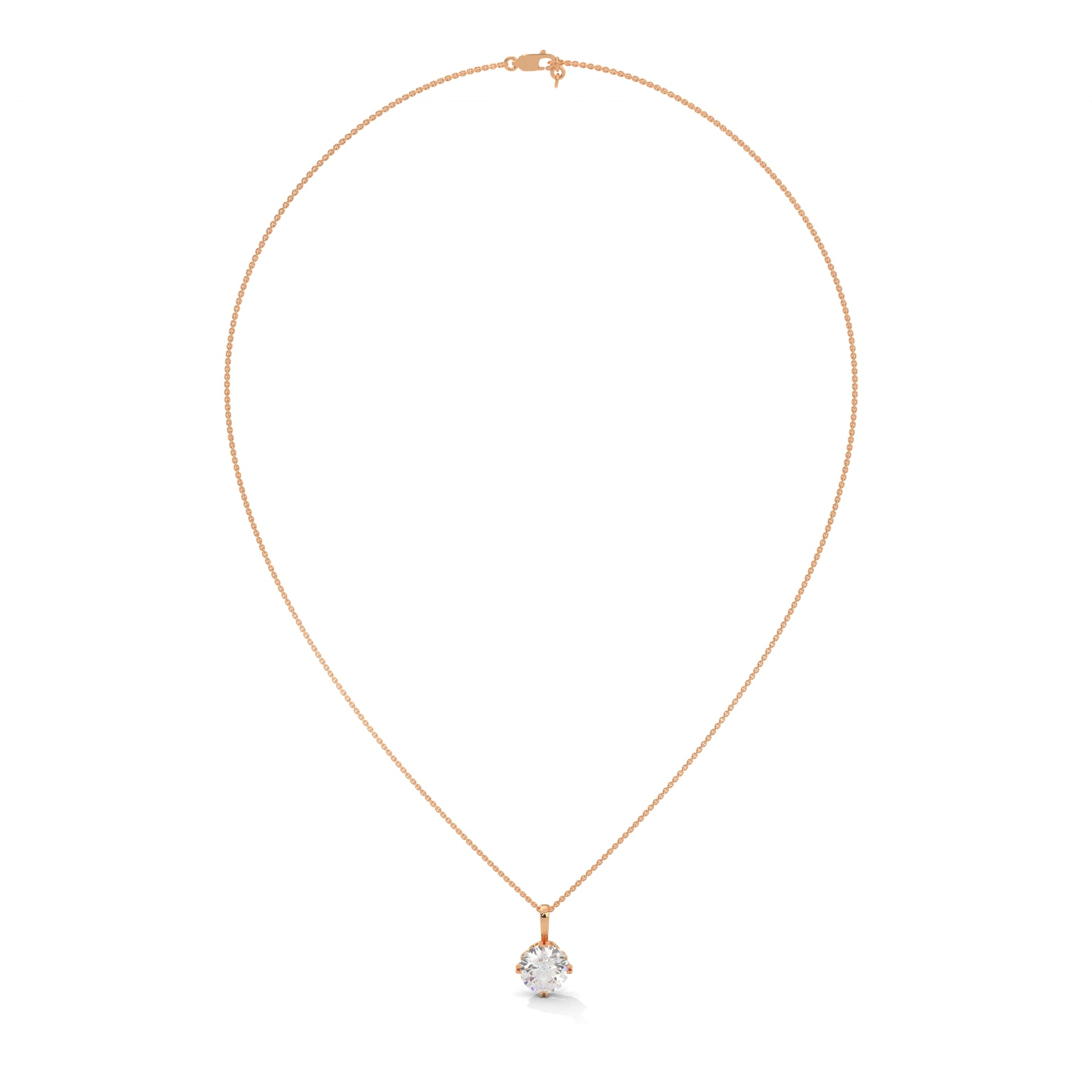 Elegant Round Cut Lab Diamond Solitaire Pendant