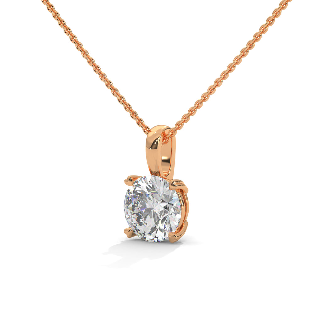 Elegantfour-pronground-cutlab-grown diamond solitaire pendant