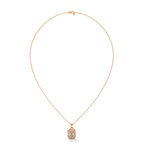 Emerald Cut Diamond Pendant with Halo in Rose Gold