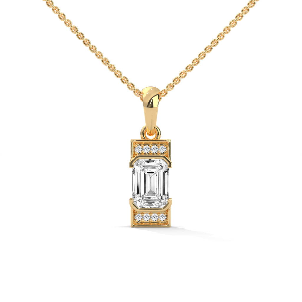 Emerald Lab Created Diamond Pendant in 14K Rose Gold