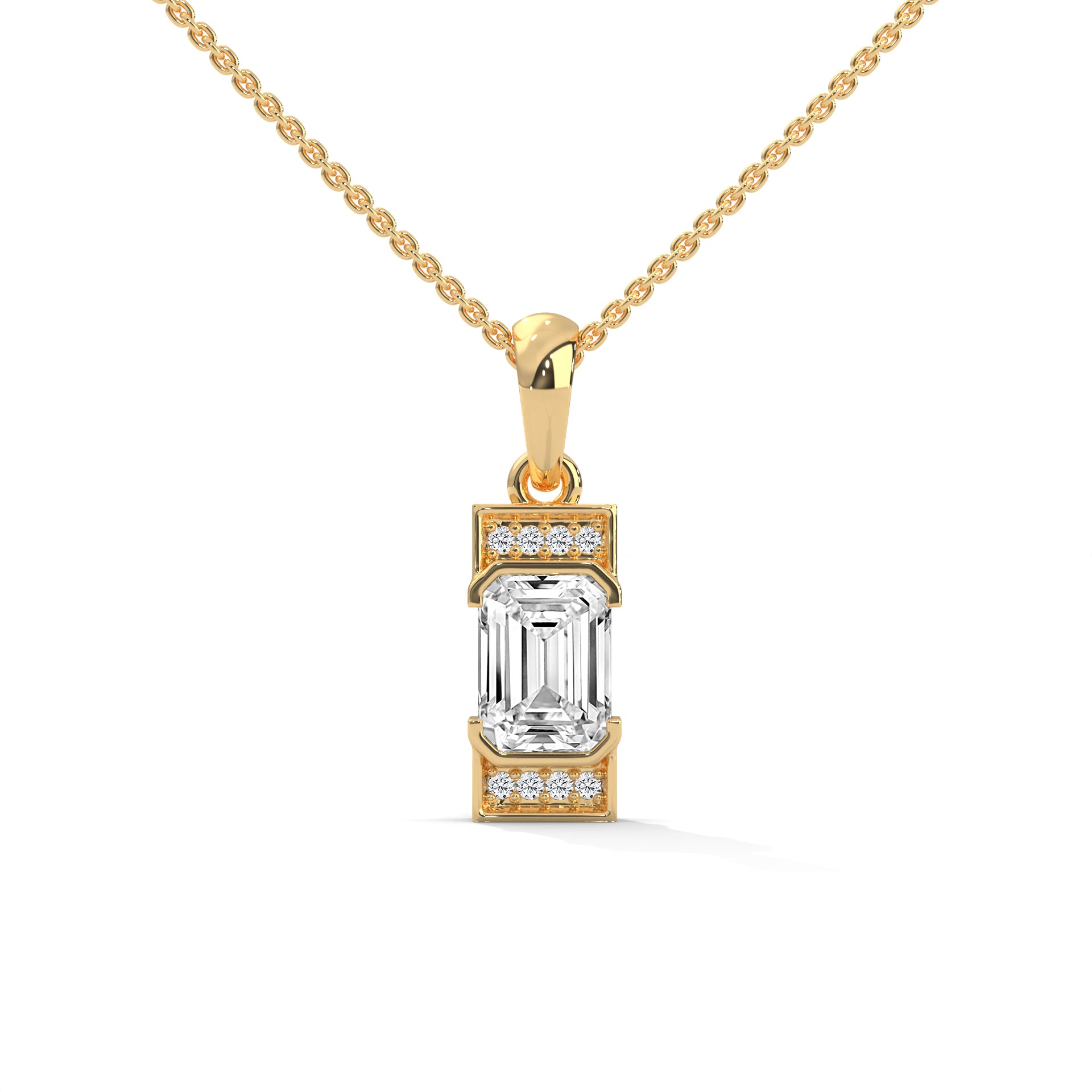 Emerald Lab Created Diamond Pendant in 14K Rose Gold