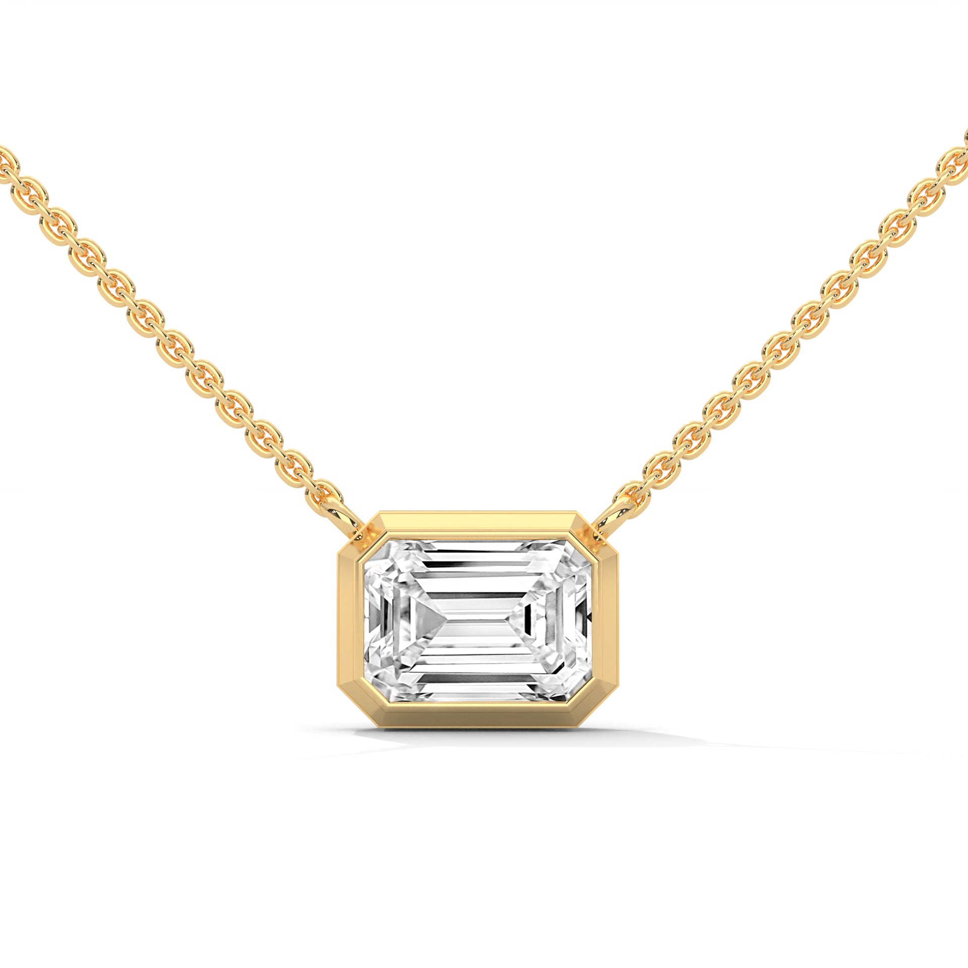 Emerald Solitaire Pendant with Chain