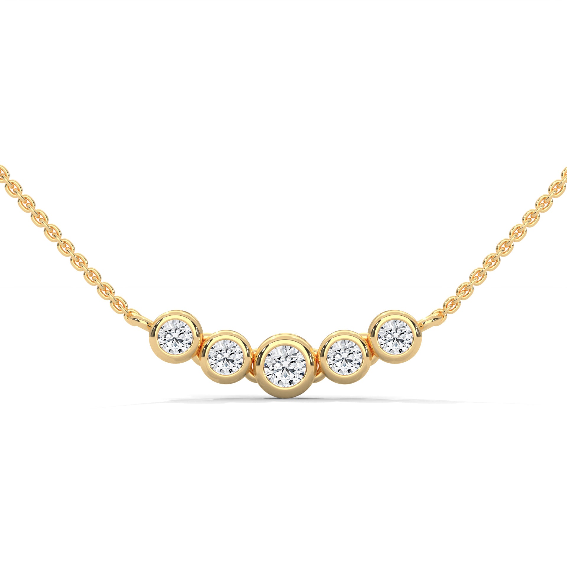 Five Round Diamond Necklace with Basel Setting