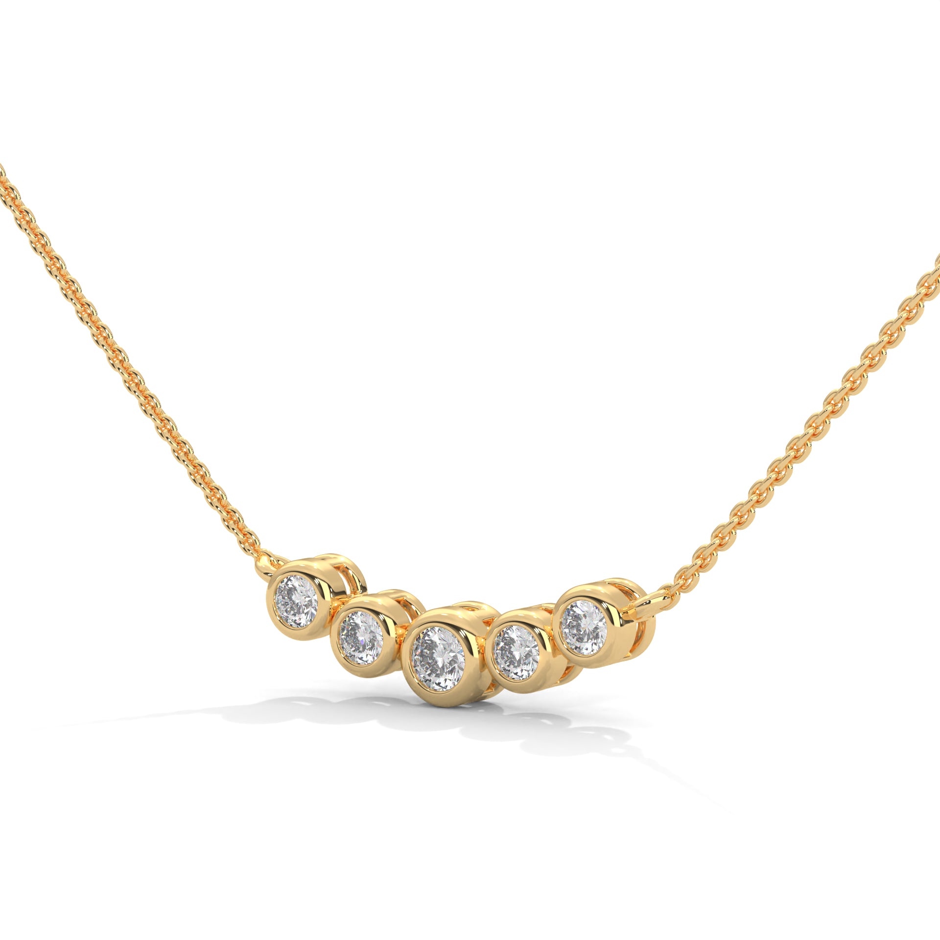 Five Round Lab grown Diamond Necklace with Basel Setting