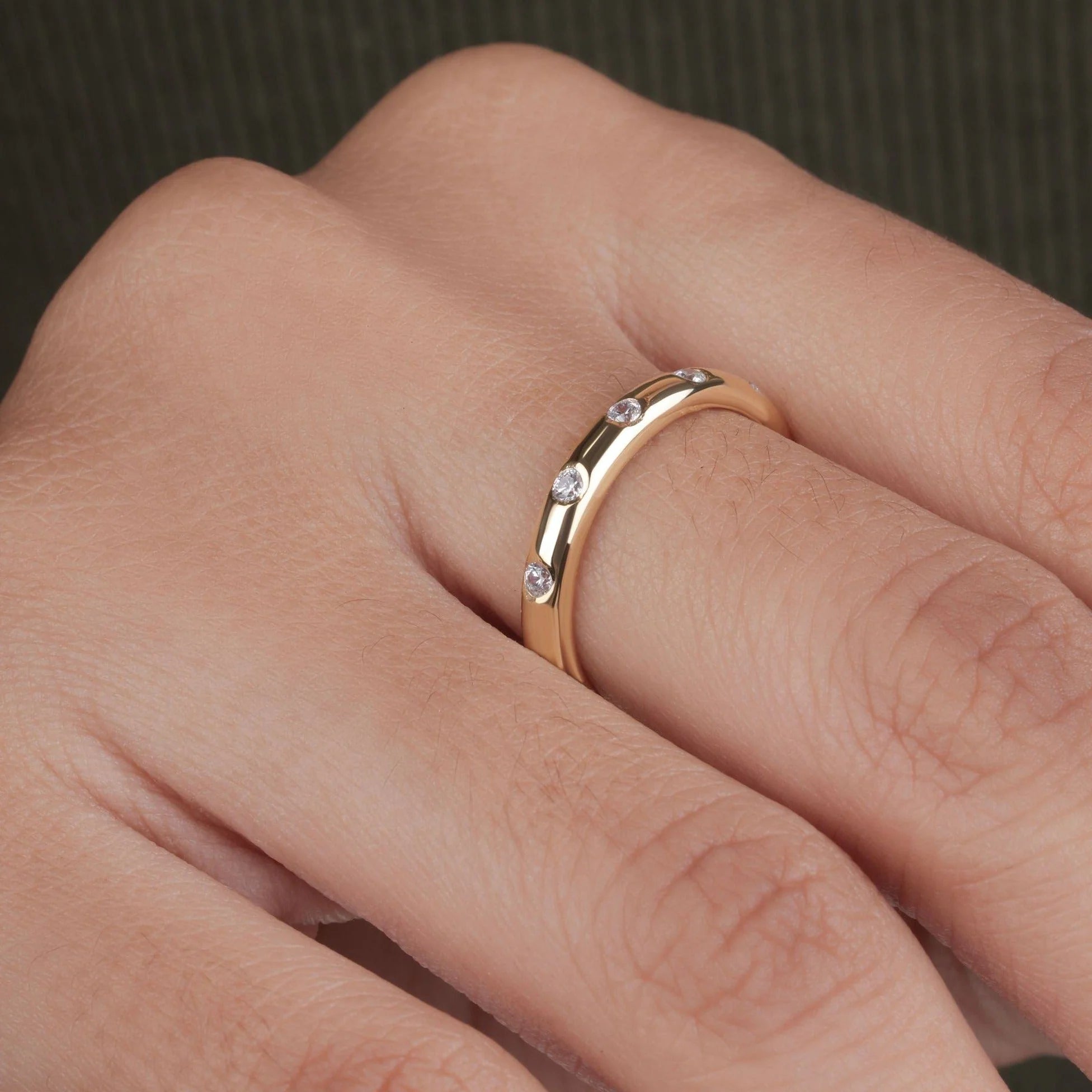 Flash Set Moissanite Half Eternity Matching Wedding Band