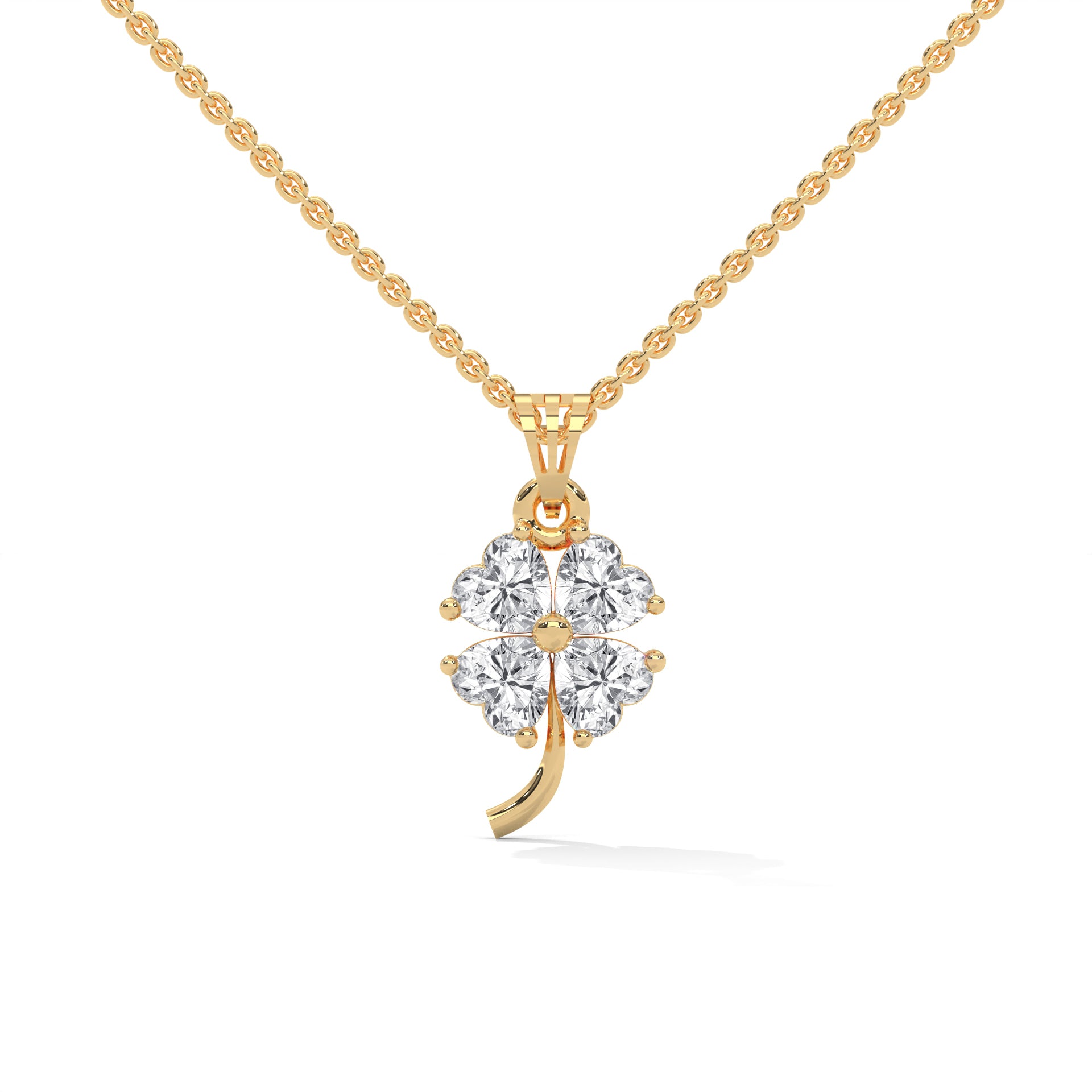Four Heart Shaped Diamond Pendent with button prong setting