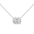 Four Prong Basket East West Oval Diamond Solitaire Pendant
