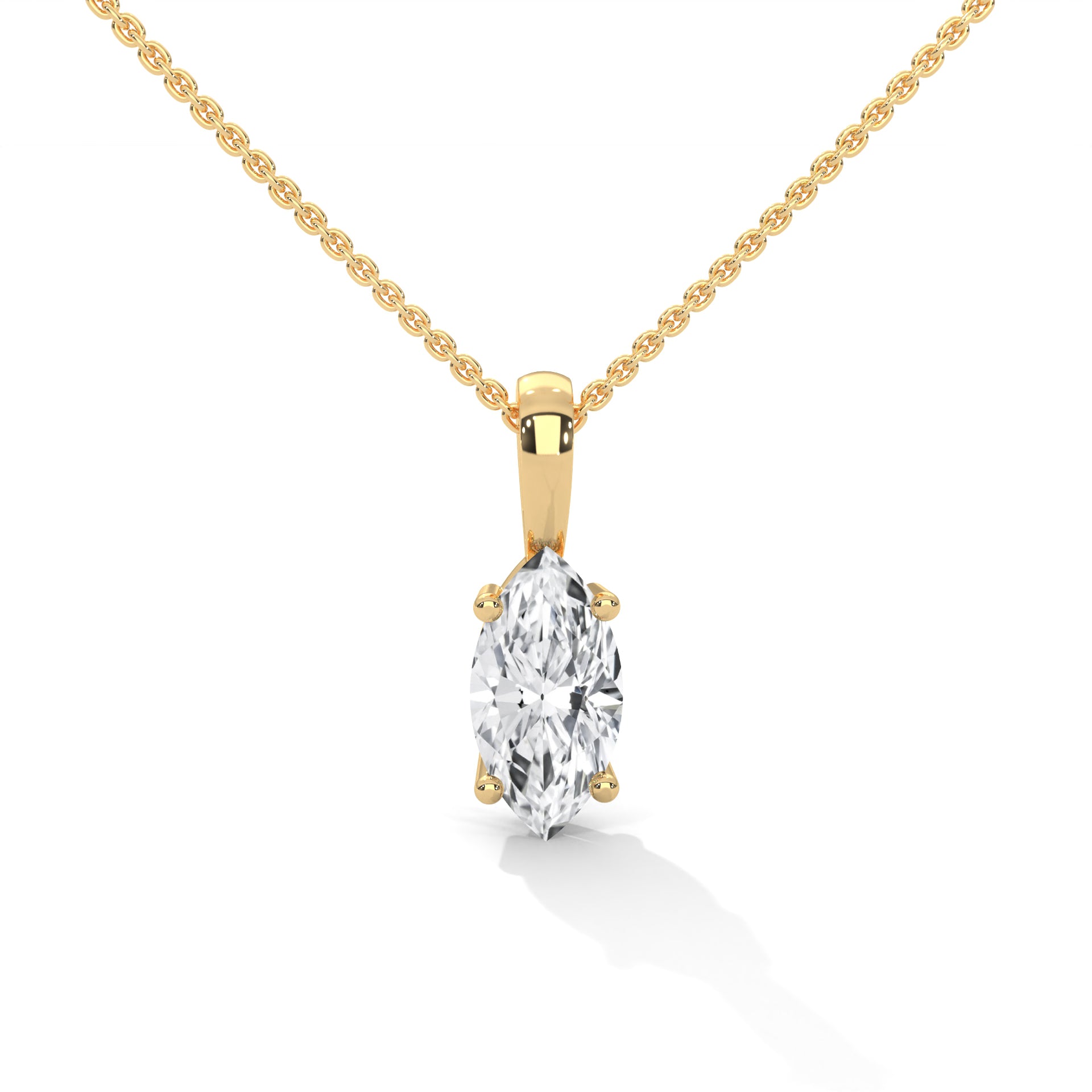 Four Prong Basket Oval Diamond Solitaire Pendant