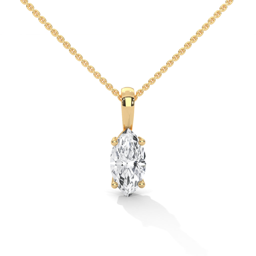 Four Prong Basket Oval Diamond Solitaire Pendant