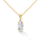 Four Prong Basket Oval Diamond Solitaire Pendant