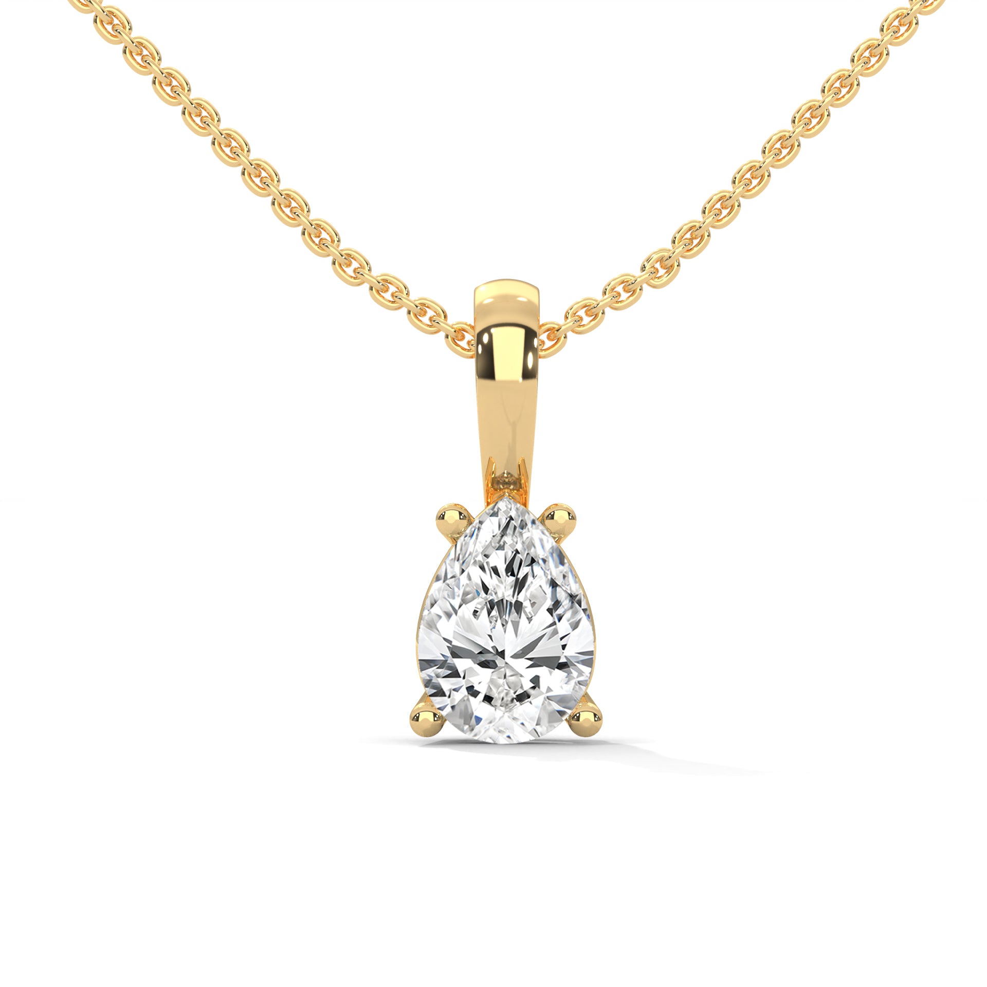 Four Prong Basket Pear Diamond Solitaire Pendant