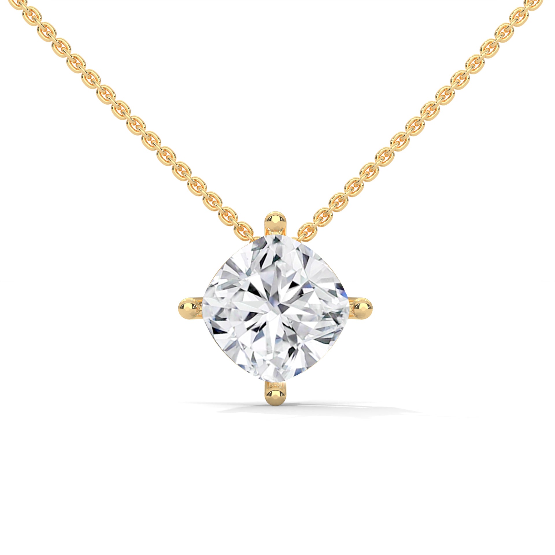 Four Prong Cushion Diamond Solitaire Pendant
