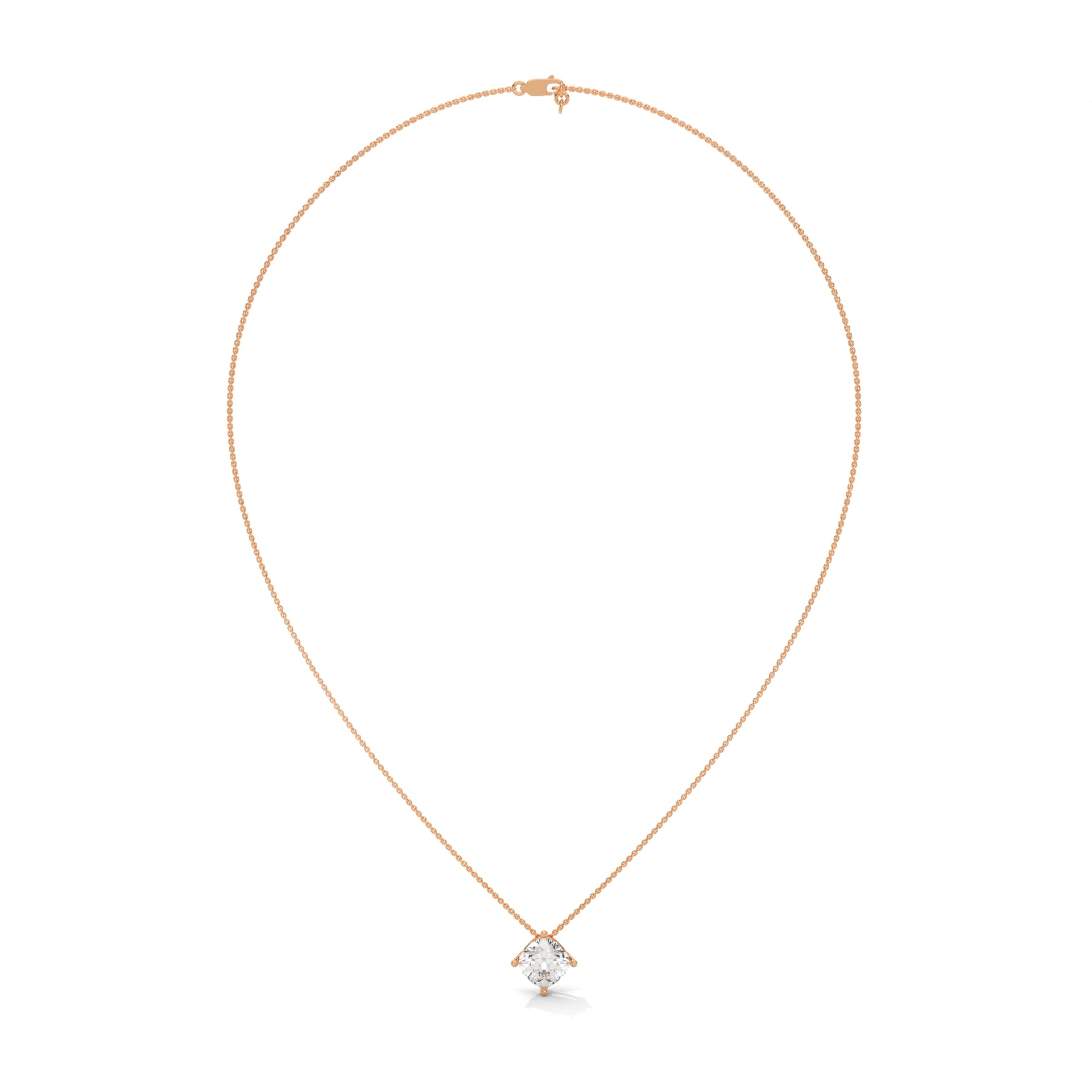 Four Prong Diamond Pendant with Lab Grown Cushion Cut