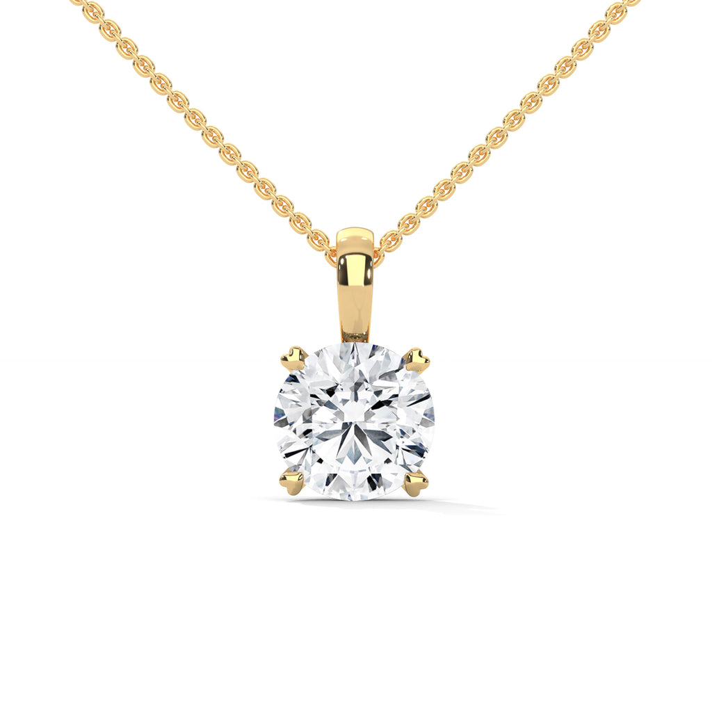Four Prong Round Diamond Solitaire Pendant