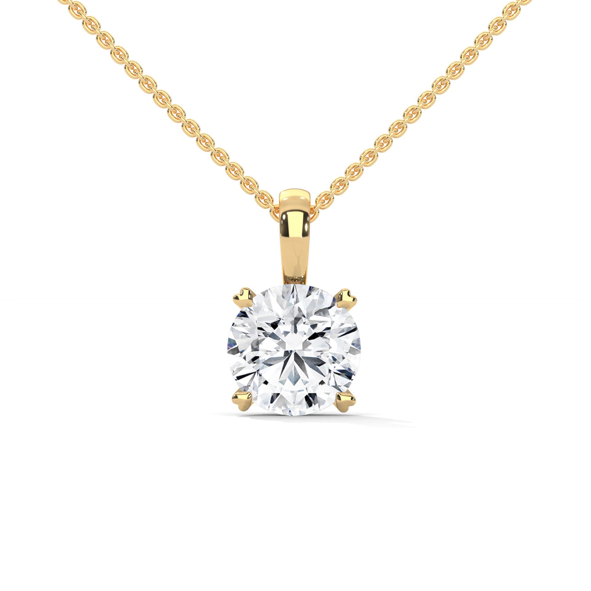 Four Prong Round Diamond Solitaire Pendant