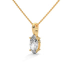Four Prong basket Oval Cut Lab Grown Diamond Solitaire Pendant with Chain