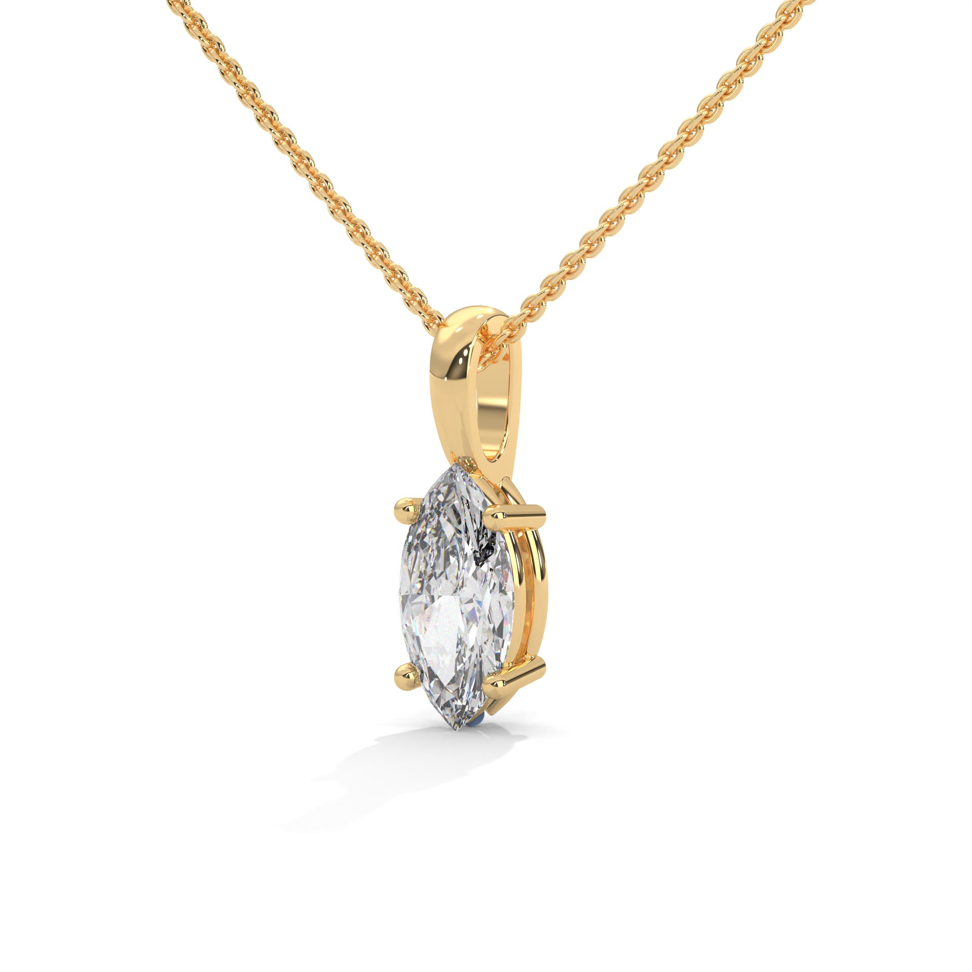 Four Prong basket Oval Cut Lab Grown Diamond Solitaire Pendant with Chain