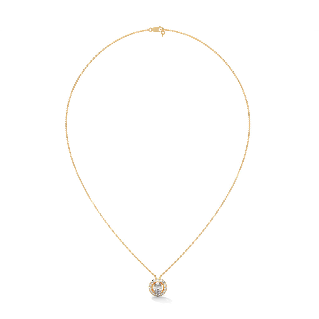 Halo Set Oval Diamond Pendant in 14K Gold