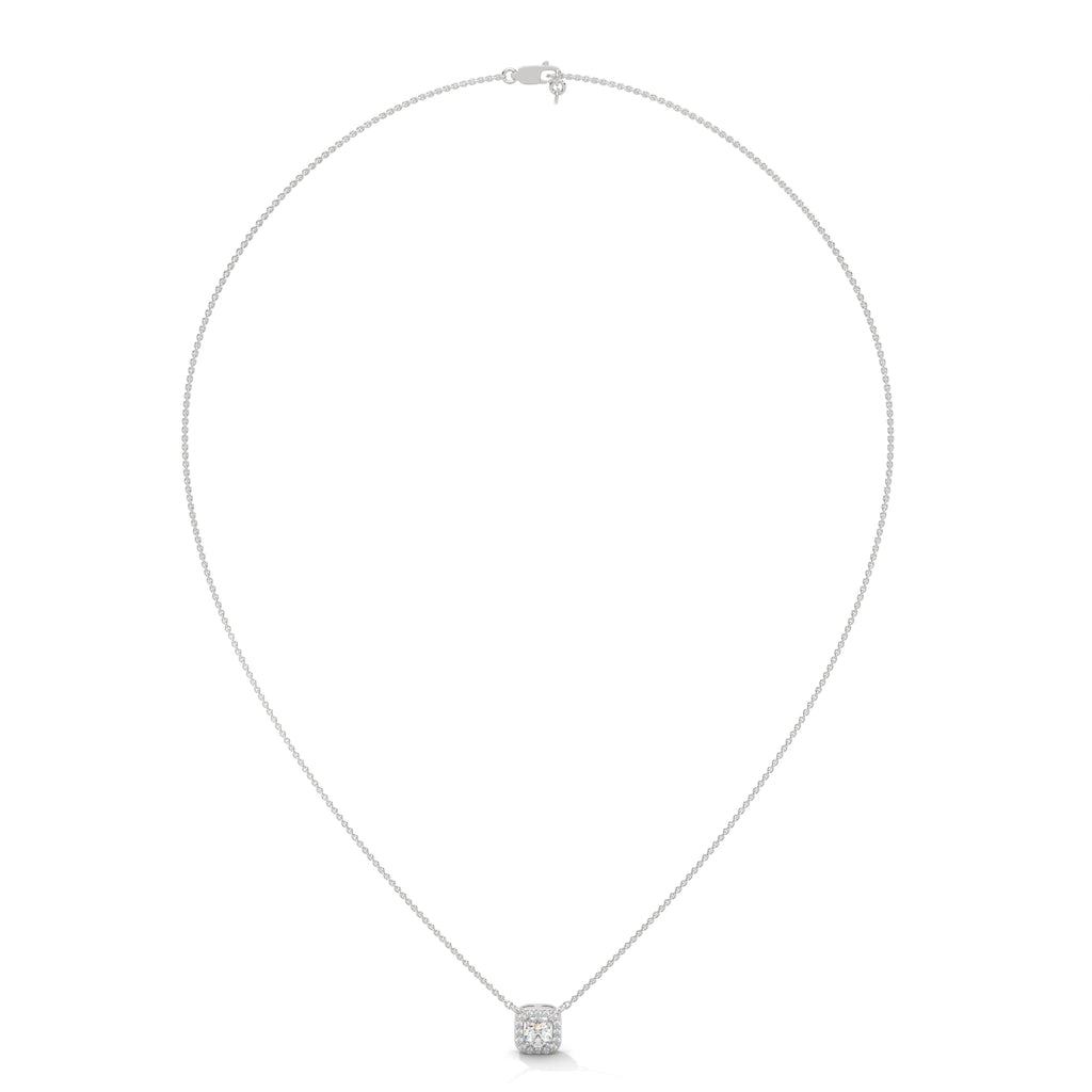 Halo Set Round Cut Lab Grown Diamond Pendant