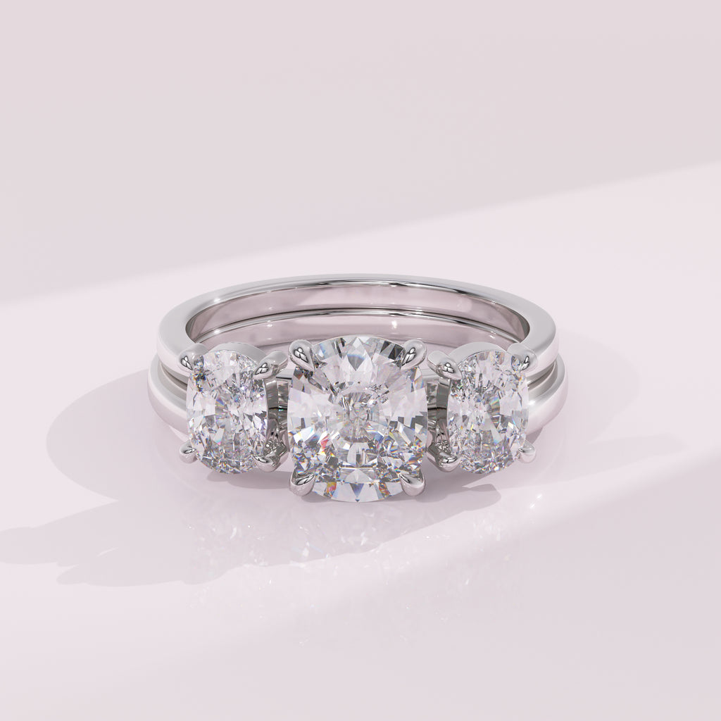 Handcrafted elongated cushion moissanite wrap band in 10K 14K 18K gold or platinum