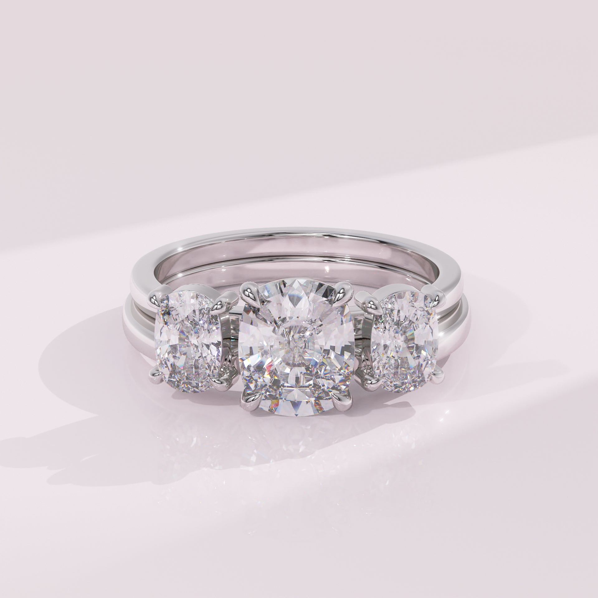 Handcrafted elongated cushion moissanite wrap band in 10K 14K 18K gold or platinum