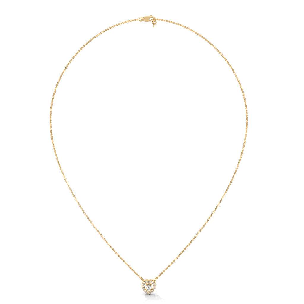 Heart-Shaped Halo Pendant with Round Diamond