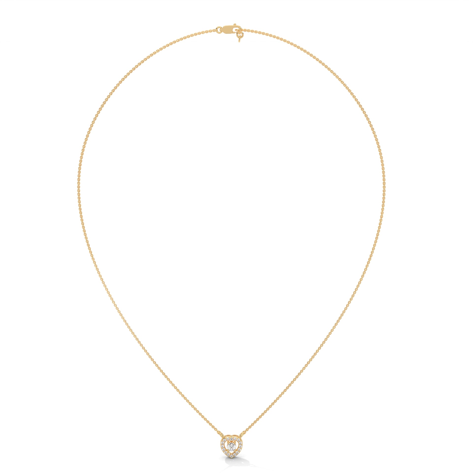 Heart-Shaped Halo Pendant with Round Diamond