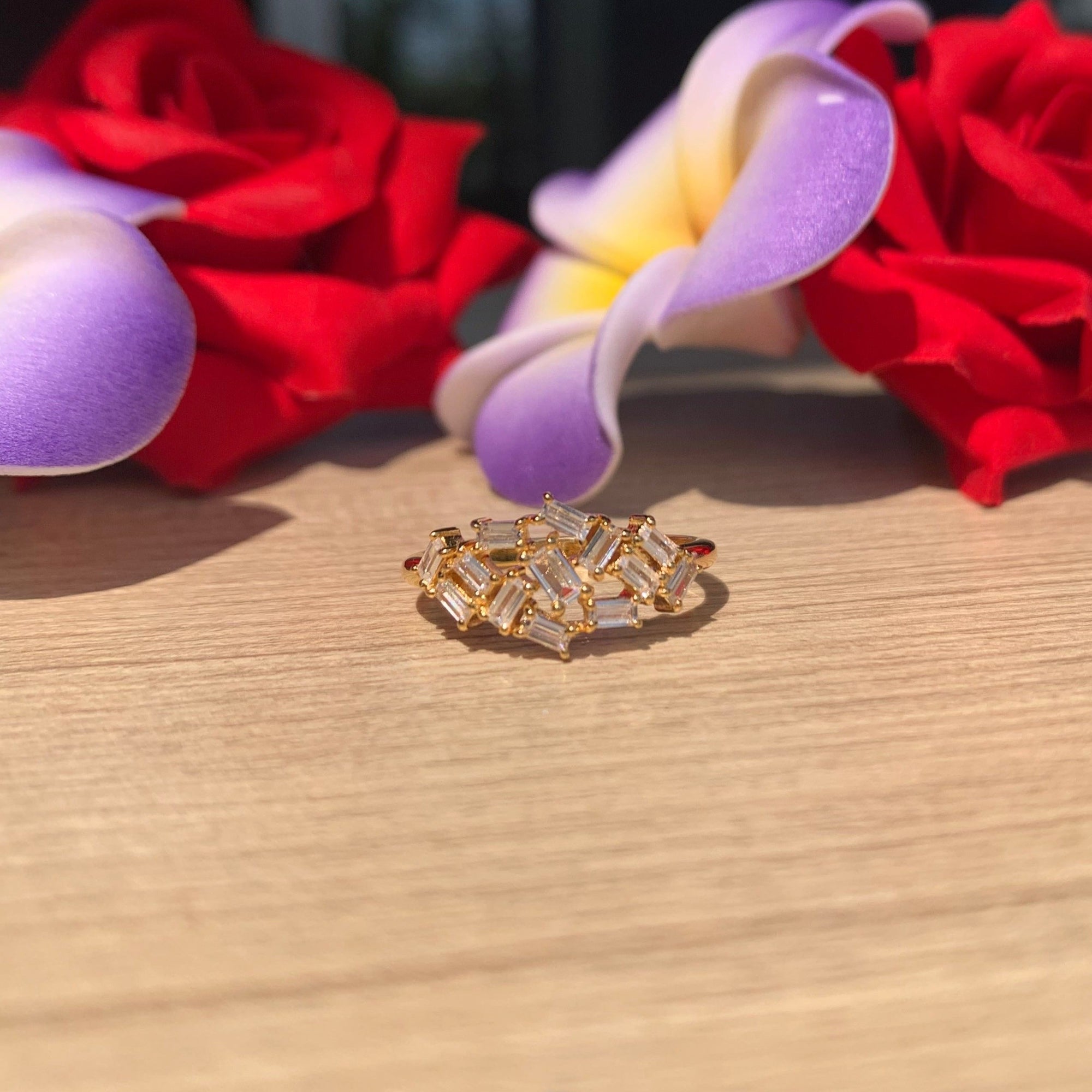 14K Gold Baguette Cut Lab Grown Diamond Cluster Wedding Ring		