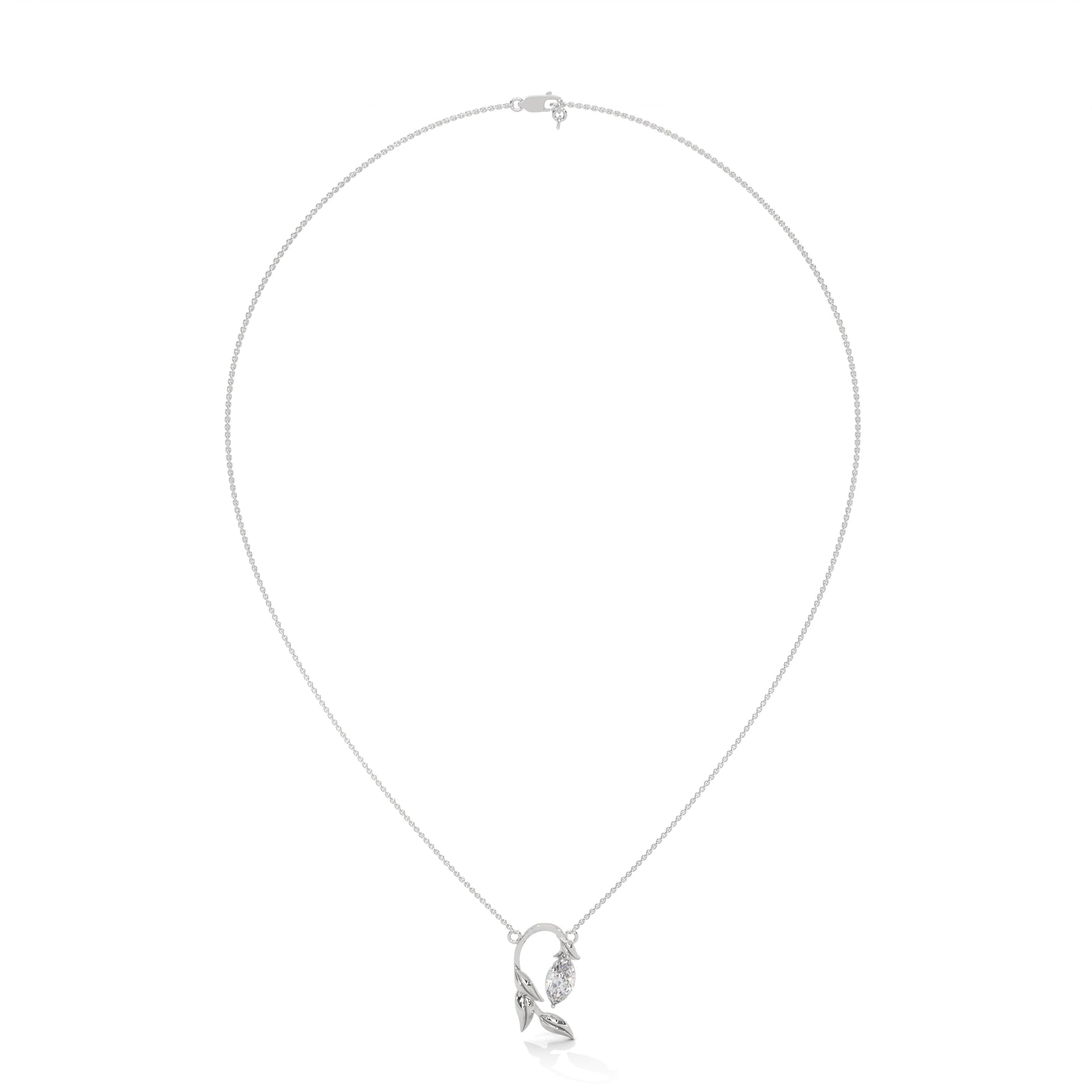 Lab Diamond Leaf Design Necklace