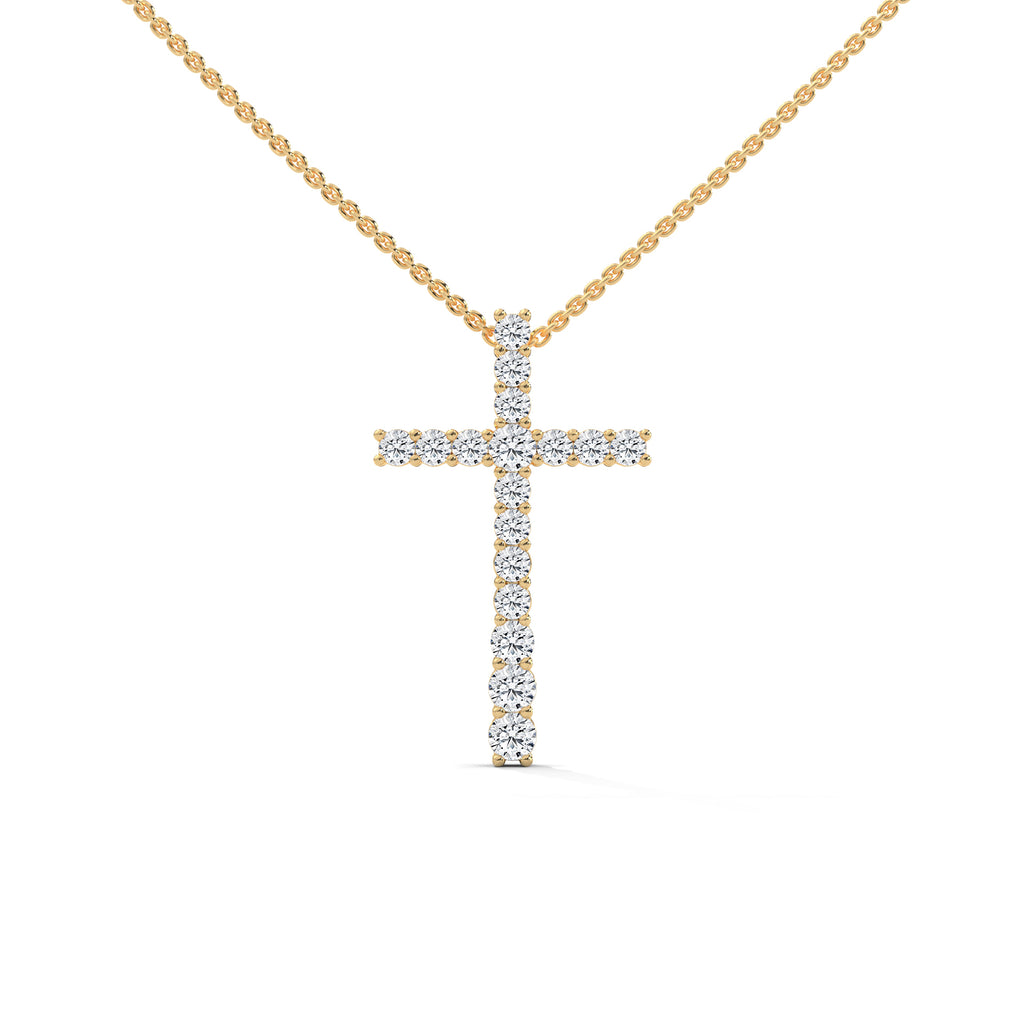 Lab Grown Diamond Cross Pendant in 10k Yellow Gold