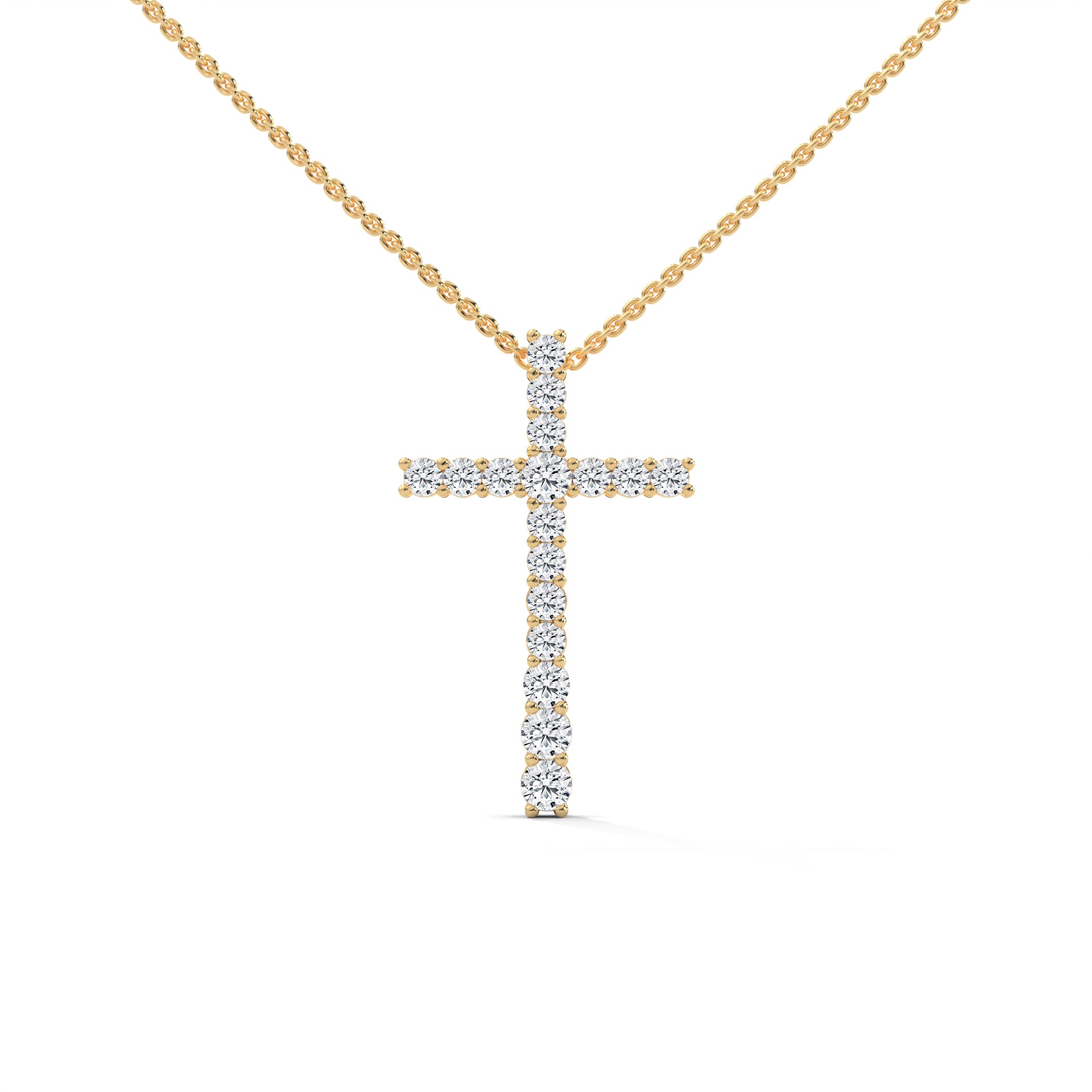 Lab Grown Diamond Cross Pendant in 10k Yellow Gold