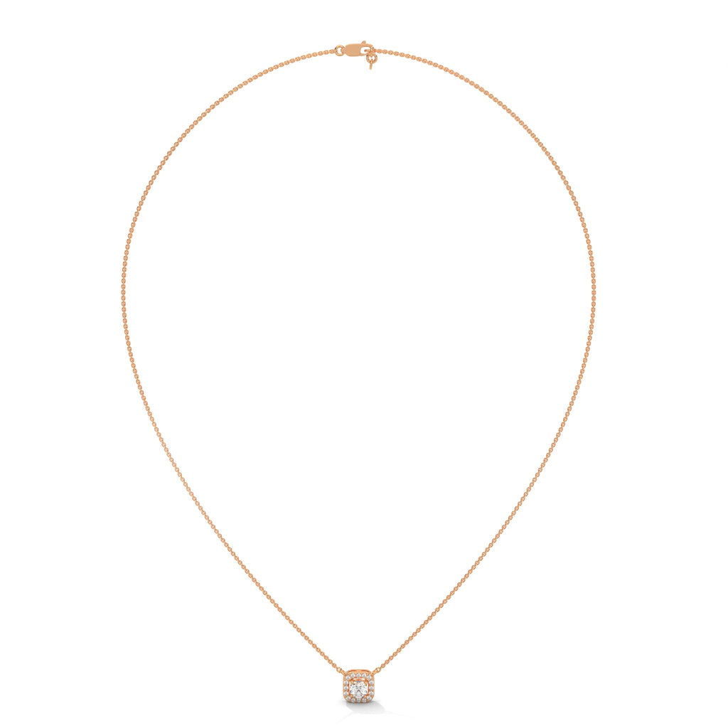 Lab Grown Diamond Solitaire Necklace with Halo