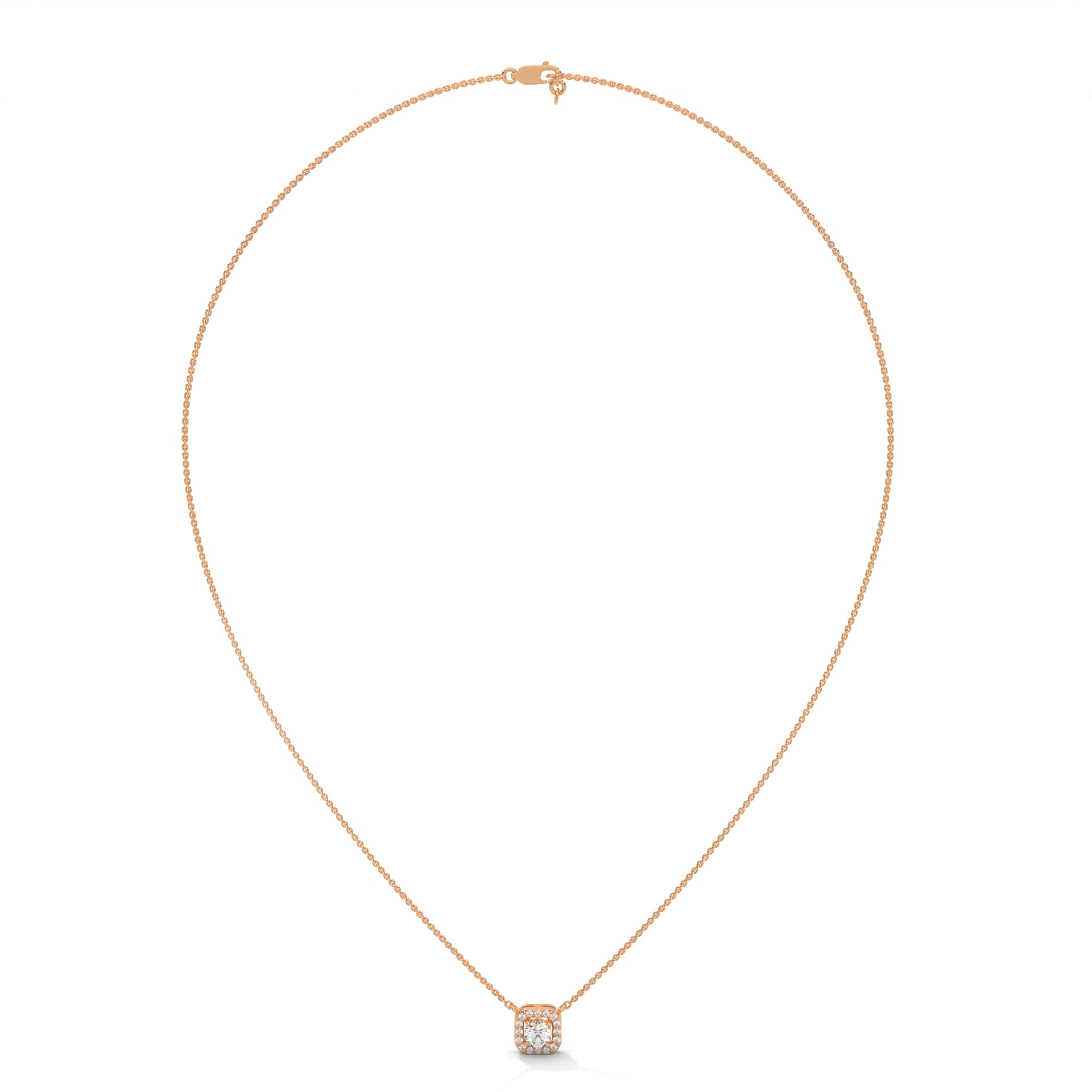 Lab Grown Diamond Solitaire Necklace with Halo