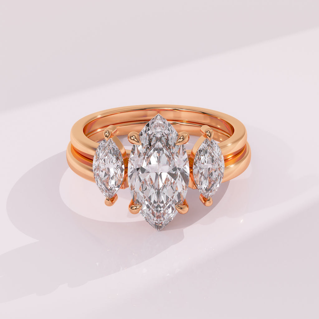 Marquise bridal ring enhancer featuring sparkling marquise cut diamonds in a timeless curved design.