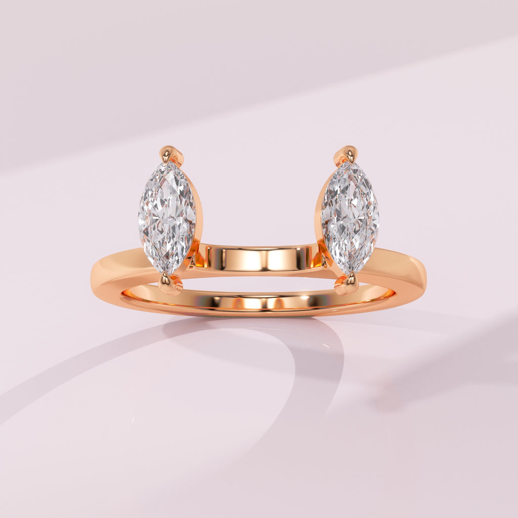 Marquise chevron enhancer band with elegant marquise cut diamonds for a sophisticated bridal stack.