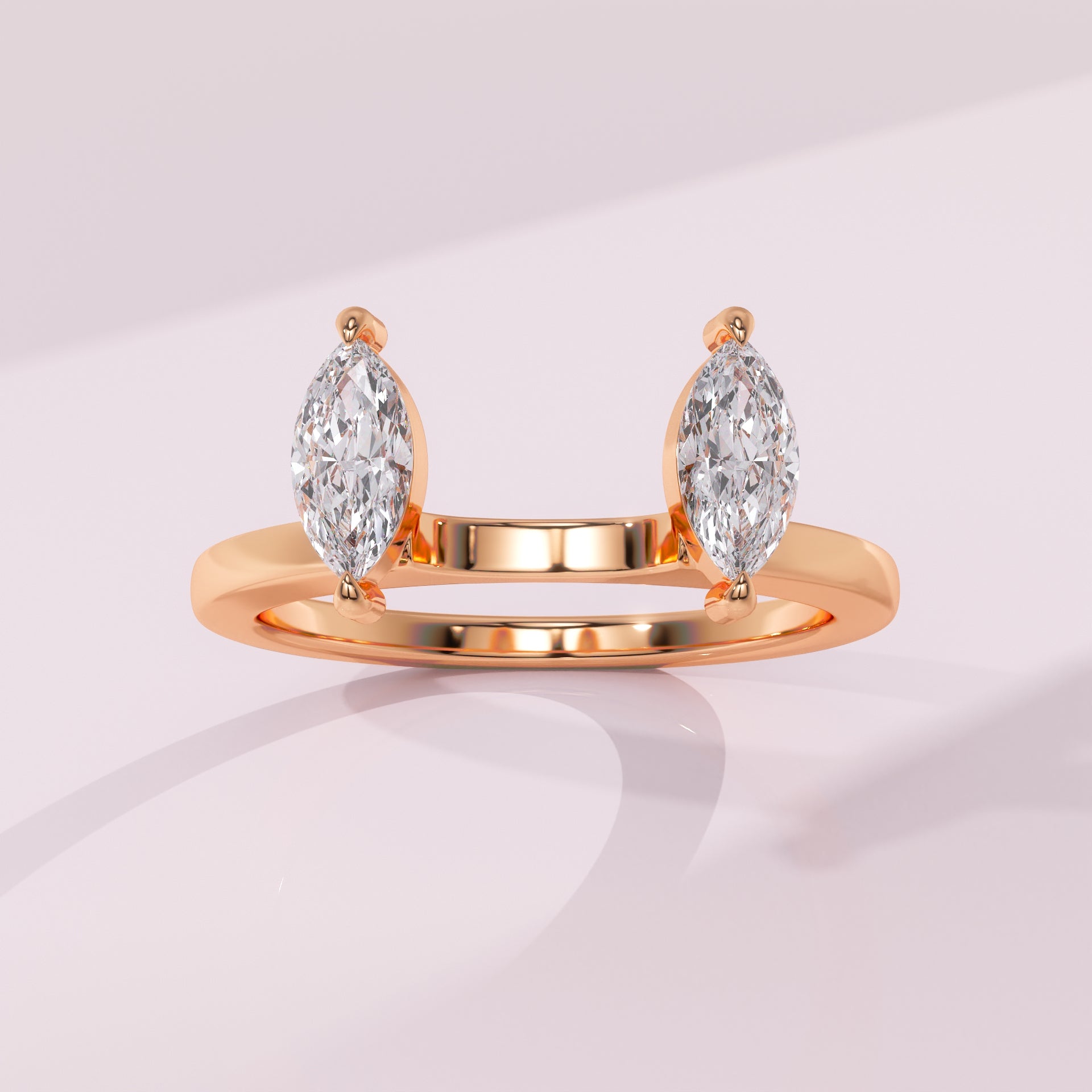 Marquise chevron enhancer band with elegant marquise cut diamonds for a sophisticated bridal stack.