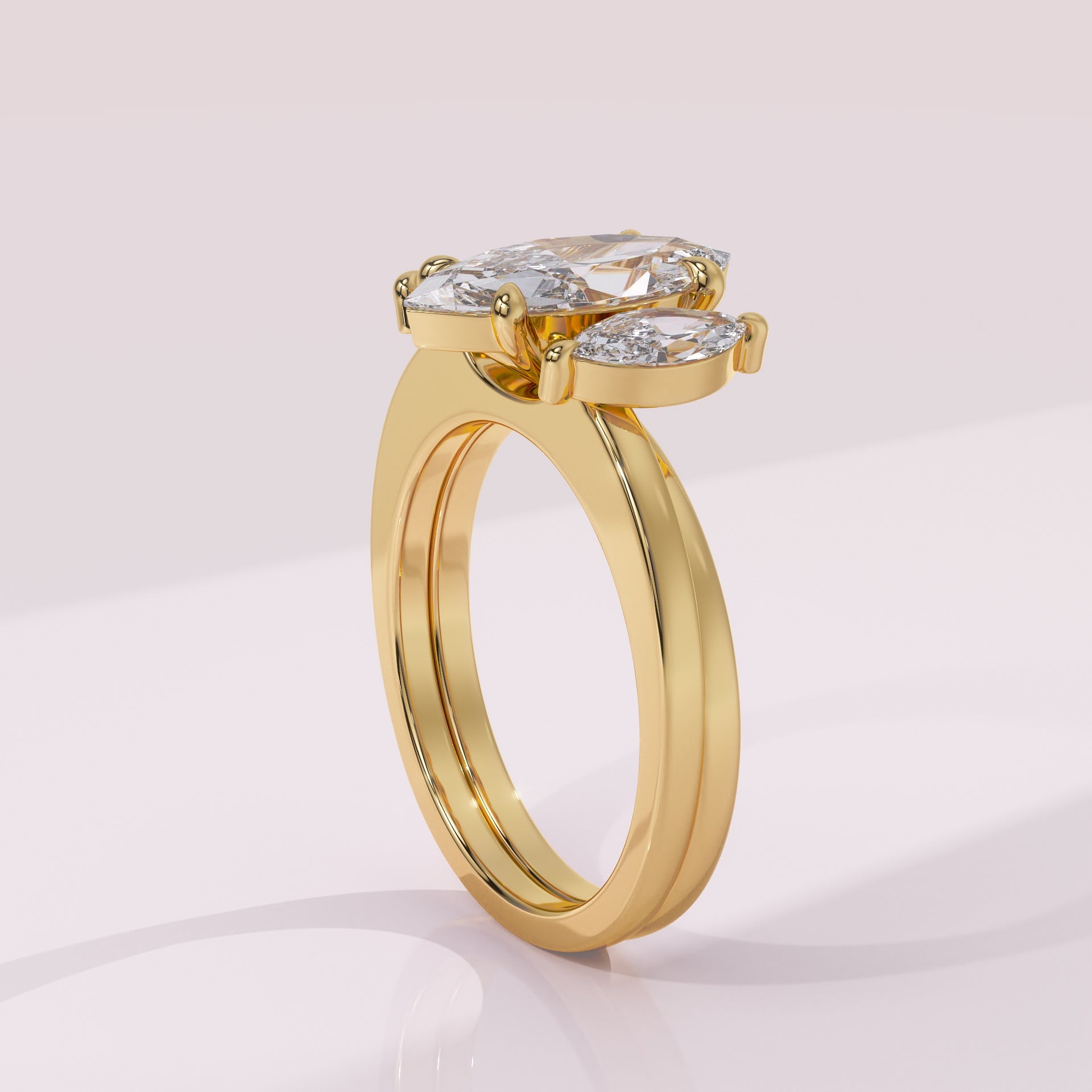 Marquise wedding ring jacket featuring two marquise cut diamonds that beautifully frame an engagement ring.