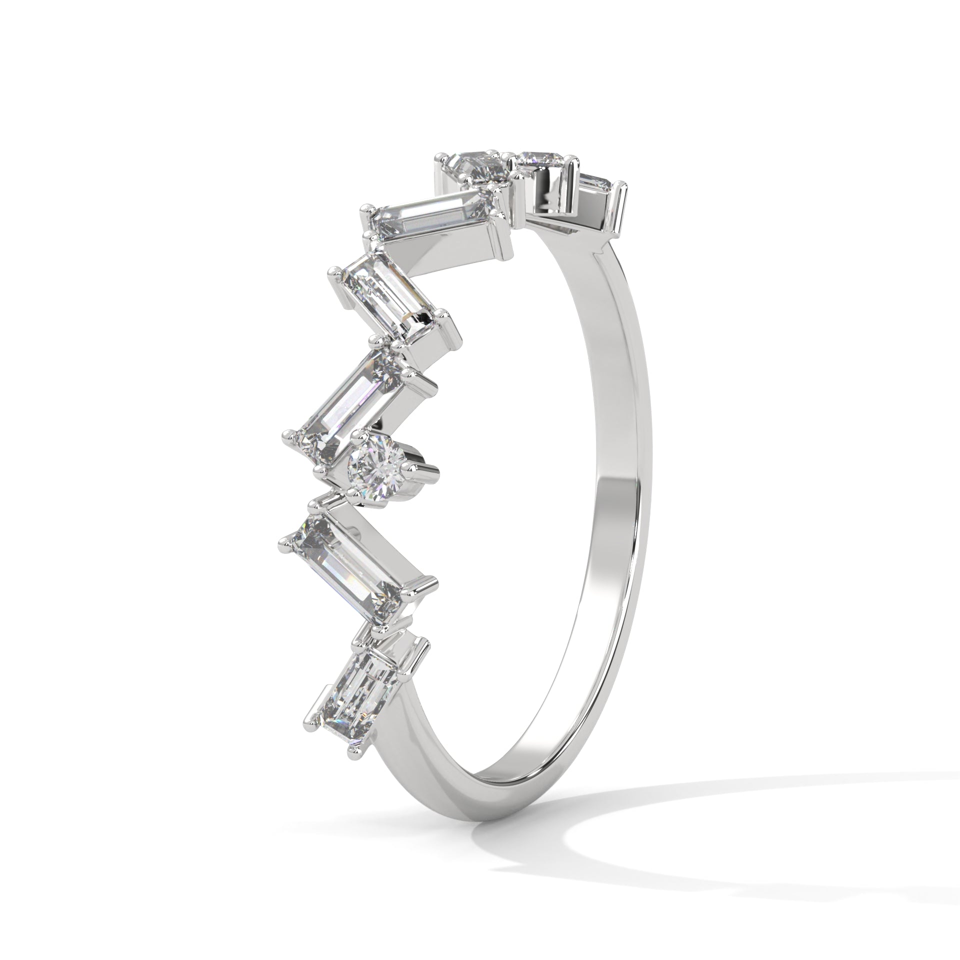 Moissanite Zig Zag Half Eternity Wedding Band