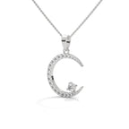 Moon Diamond Pendant Necklace in White Gold