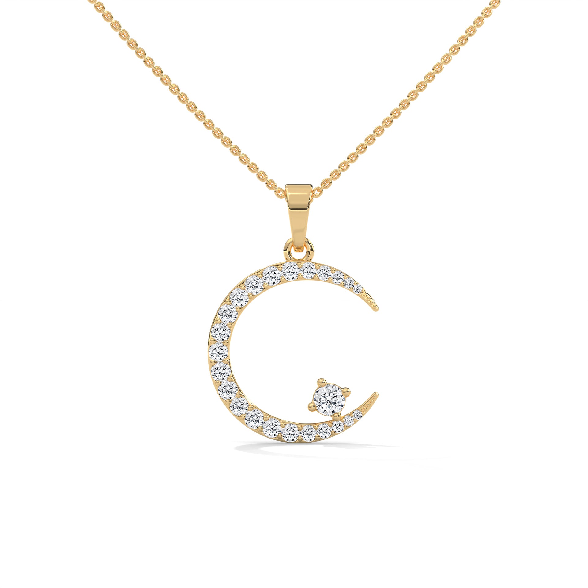 Moon Diamond Pendant with Gold Chain