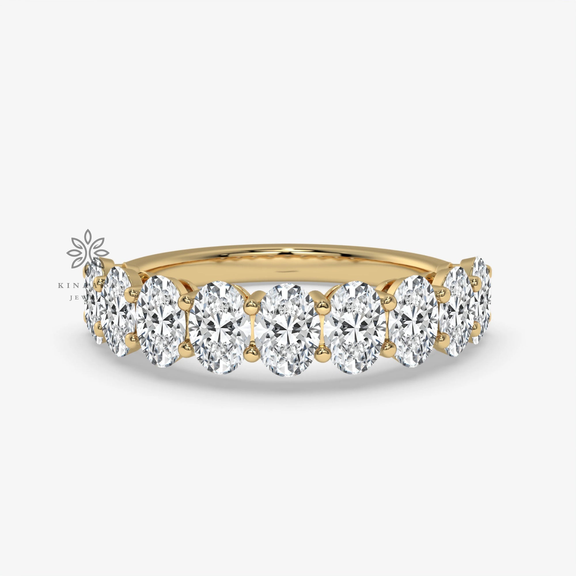 Nine Oval Cut Moissanite Half Eternity Band