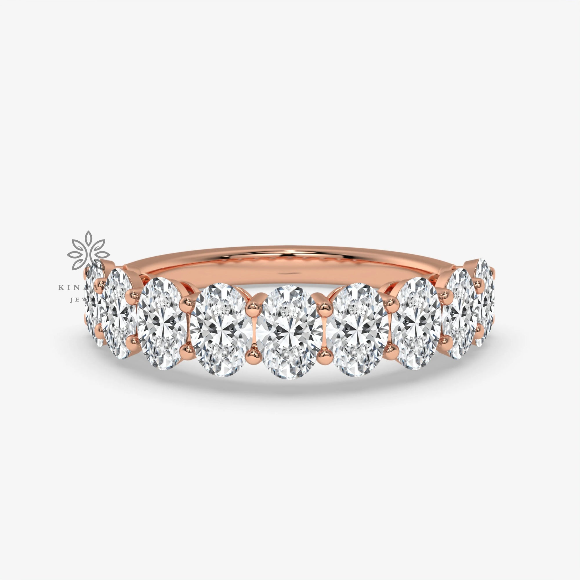 Nine Oval Moissanite Half Eternity Band